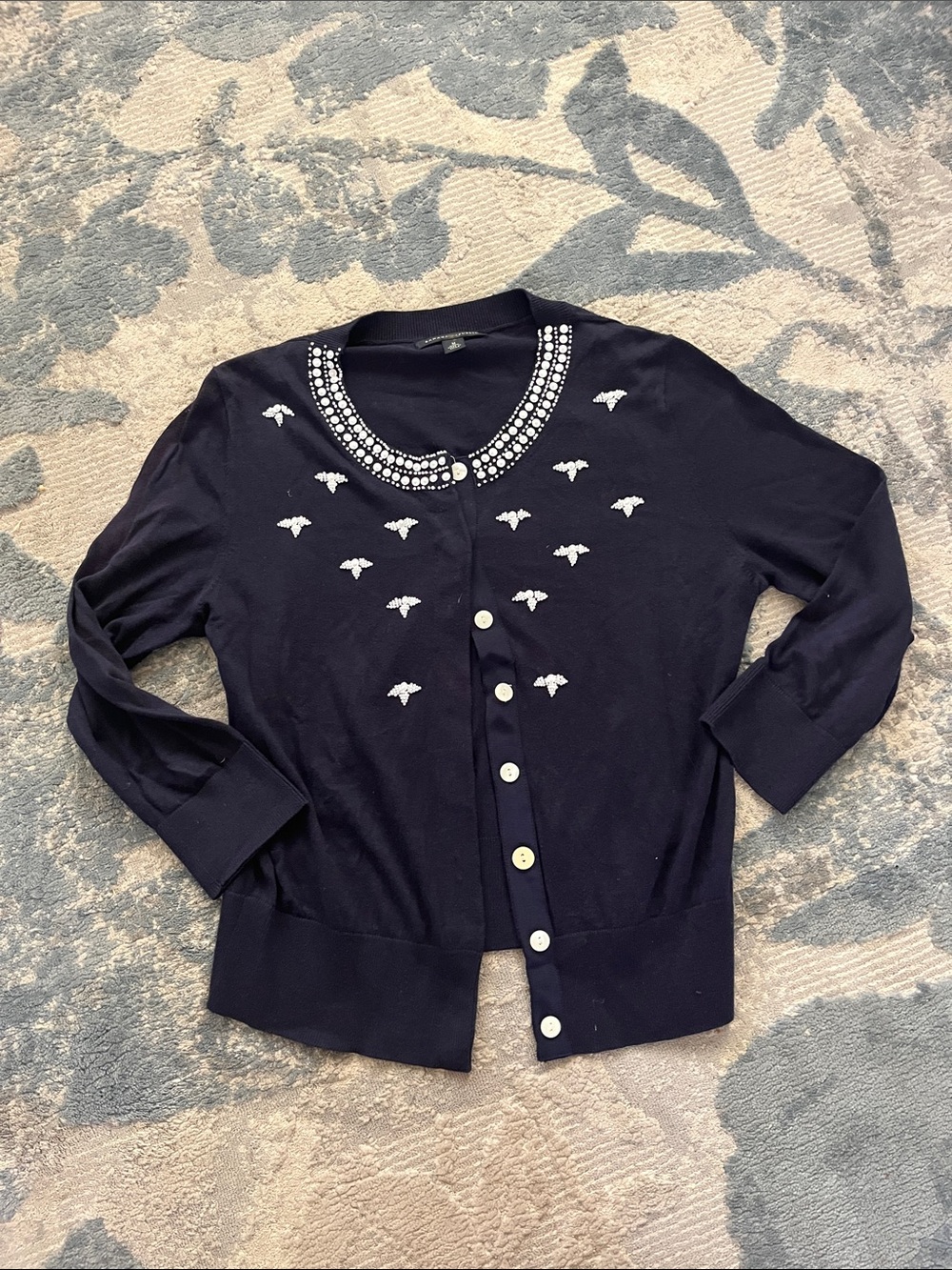 Banana Republic Navy Jewel-Embellished Bee Cardigan